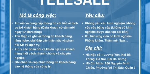 Nhân Viên Telesale/ Nhân Viên Tư Vấn Phòng Khám